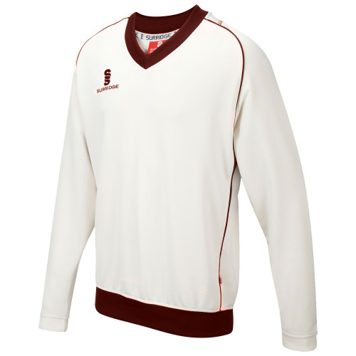 Surridge Long Sleeve Sweater-Ivory/Maroon-Youth