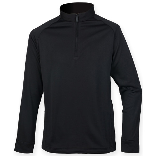 Henbury 1/4 Zip Top With Wicking Finish