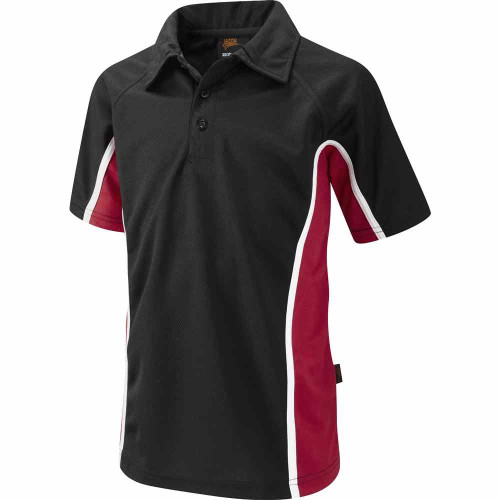 Falcon Spirit Sports Polo Black/Scarlet/White 42-44"