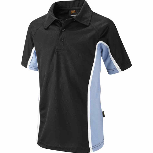 Falcon Spirit Sports Polo Black/Sky/White 38-40"