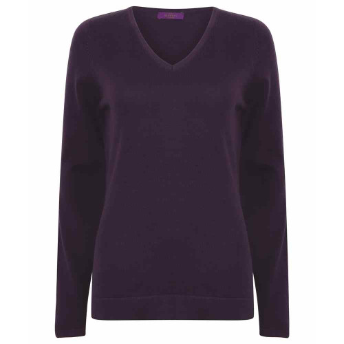 Henbury Womens 12 Gauge V-Neck Jumper