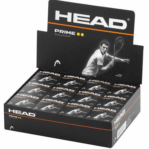 Head Prime Squash Balls - Double Yellow Dot (Box of 12)
