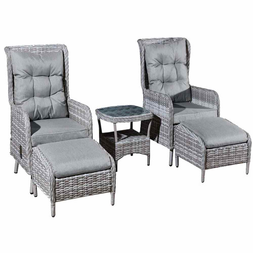 SAC LUX Alloy & PE Rattan 5 piece Patio Set