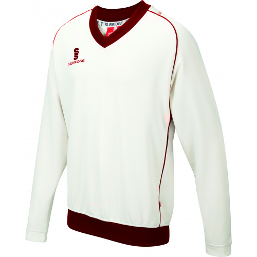 Surridge Long Sleeve Sweater-Ivory/Red-Large