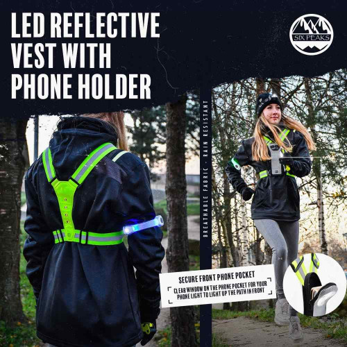 Six Peaks LED Reflective Vest with Phone Holder