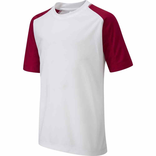 Falcon Primary Contrast T-Shirt White/Scarlet 18-20"
